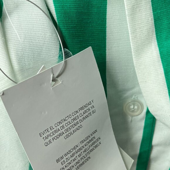 New ASOS DESIGN US 0 UK 4 Green White Linen Blend Button Through Maxi Dress - Picture 8 of 9